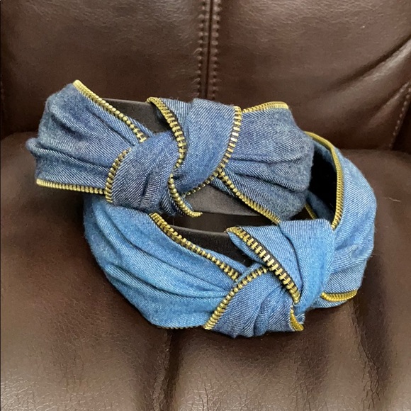 NWT Denim headbands with gold zipper 2color choice - Picture 8 of 10